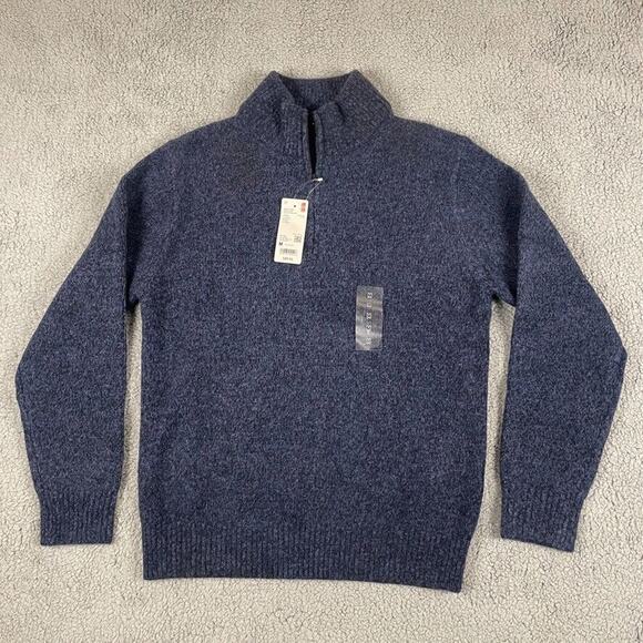 Uniqlo Men's Medium Blue Souffle Yarn Long Sleeve Half-Zip Sweater - Picture 1 of 11